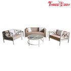 4 Seater Luar Meja Dan Kursi, Rangka Putih Set Sofa Aluminium Untuk Patio Hotel