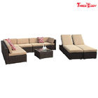Cina Brown Wicker Outdoor Patio Sectional Sofa Set, Modern Patio Furniture Kursi Kursi Beige perusahaan
