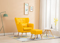 Living Room Fabric Wooden Sofa Warna Ming Kuning Dengan High Density Sponge