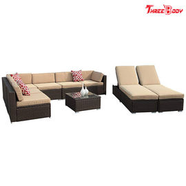 Cina Brown Wicker Outdoor Patio Sectional Sofa Set, Modern Patio Furniture Kursi Kursi Beige pabrik