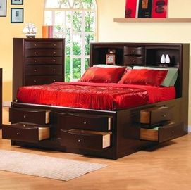 Phoenix Kontemporer Bedroom Furniture Queen Bookcase Bed Dengan Underbed Storage Drawers