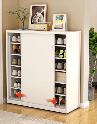 Large-Capacity Steel Shoe Storage Cabinet With Mirror Sliding Door For Home Entrance, Home Exterior Door, Elevator Aisle