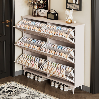 Popular Simple Ultra-Thin Tipping Bucket Rattan Shoe Storage Cabinet For Home Entrance, Exterior Door, Elevator Aisle