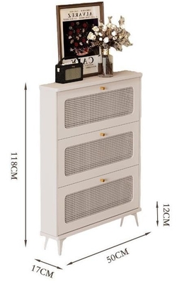 Popular Simple Ultra-Thin Tipping Bucket Rattan Shoe Storage Cabinet For Home Entrance, Exterior Door, Elevator Aisle