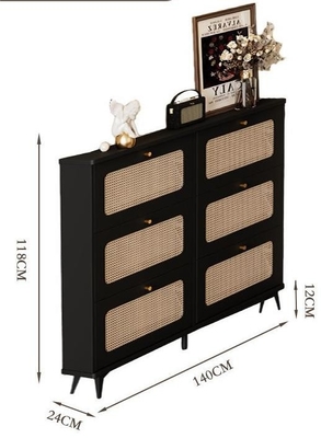 Popular Simple Ultra-Thin Tipping Bucket Rattan Shoe Storage Cabinet For Home Entrance, Exterior Door, Elevator Aisle
